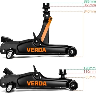 Verda Wagenheber 2,5t Rangierwagenheber 85 - 365 mm mit Tragekoffer SN10668