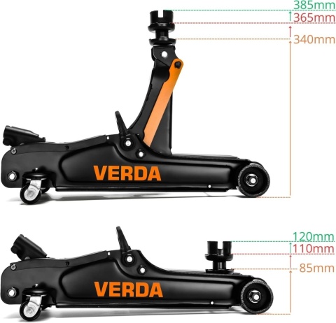 Verda Wagenheber 2,5t Rangierwagenheber 85 - 365 mm mit Tragekoffer SN10668