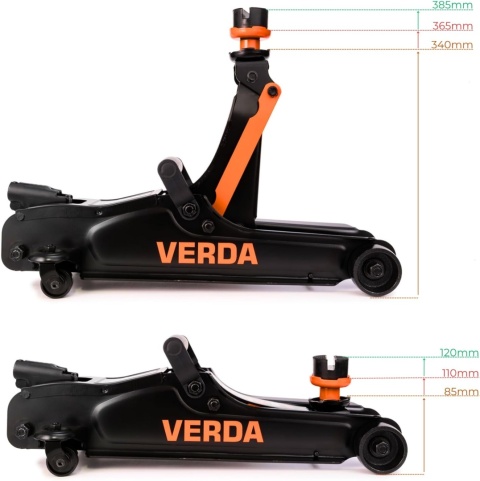 Verda Wagenheber 2,5t Rangierwagenheber 85 - 365 mm mit Tragekoffer SN10668