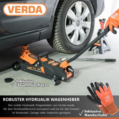 Verda Wagenheber 2,5t Rangierwagenheber 85 - 365 mm mit Tragekoffer SN88108