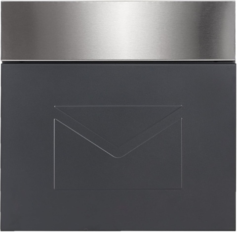 Verda Edelstahl Briefkasten Anthrazit – Wandbriefkasten mit Zeitungsfach SN3691-1