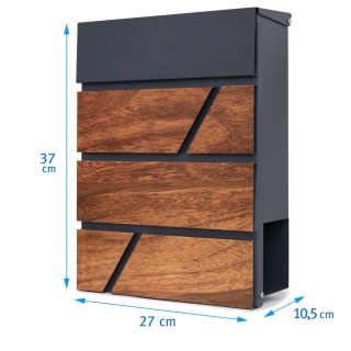 Verda Briefkasten Anthrazit mit Zeitungsfach 37×27×10,5 cm Mailbox Post