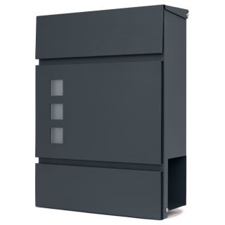 Verda Briefkasten Anthrazit mit Zeitungsfach 37×27×10,5 cm Mailbox Post
