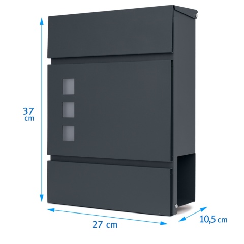 Verda Briefkasten Anthrazit mit Zeitungsfach 37×27×10,5 cm Mailbox Post