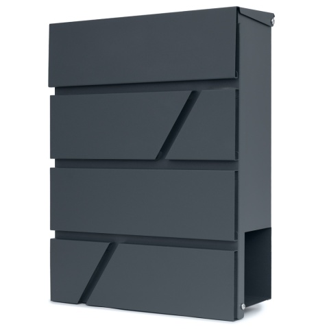 Verda Briefkasten Anthrazit mit Zeitungsfach 37×27×10,5 cm Mailbox Post