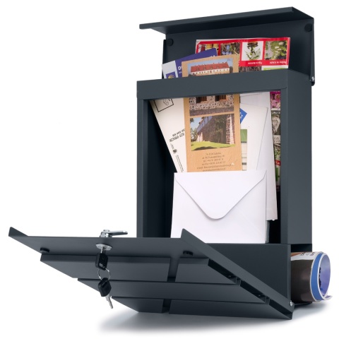Verda Briefkasten Anthrazit mit Zeitungsfach 37×27×10,5 cm Mailbox Post
