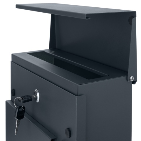 Verda Briefkasten Anthrazit mit Zeitungsfach 37×27×10,5 cm Mailbox Post