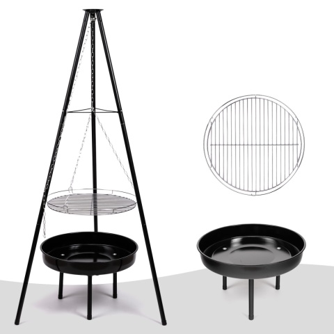 Verda Schwenkgrill 151 cm – Holzkohlegrill mit Dreibein & Feuerstelle