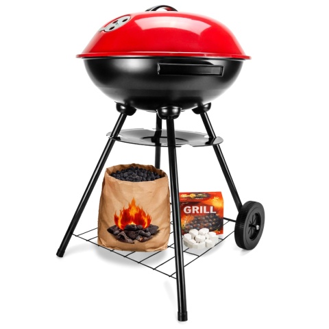 Verda Kugelgrill 72 cm mit Deckel – Holzkohle Grillwagen für Garten SN2040G