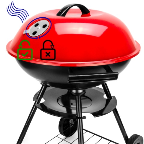 Verda Kugelgrill 72 cm mit Deckel – Holzkohle Grillwagen für Garten SN2040G